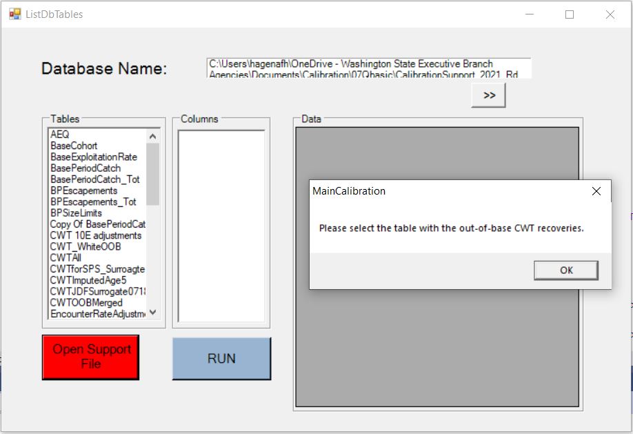 Figure xxx. Prompt to Select CWT Table