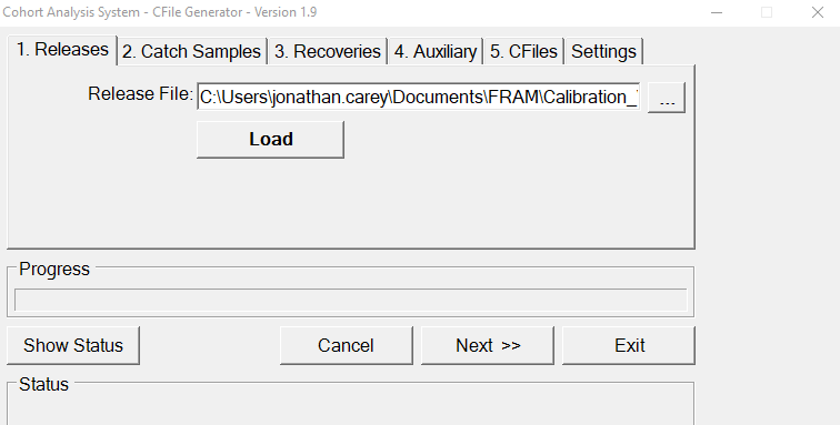 The CAS program’s Releases loading menu